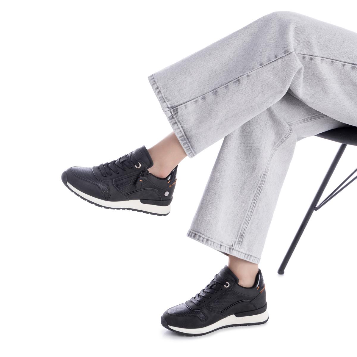 Baskets Plaine Décontractée Fermeture éclair noir, REFRESH