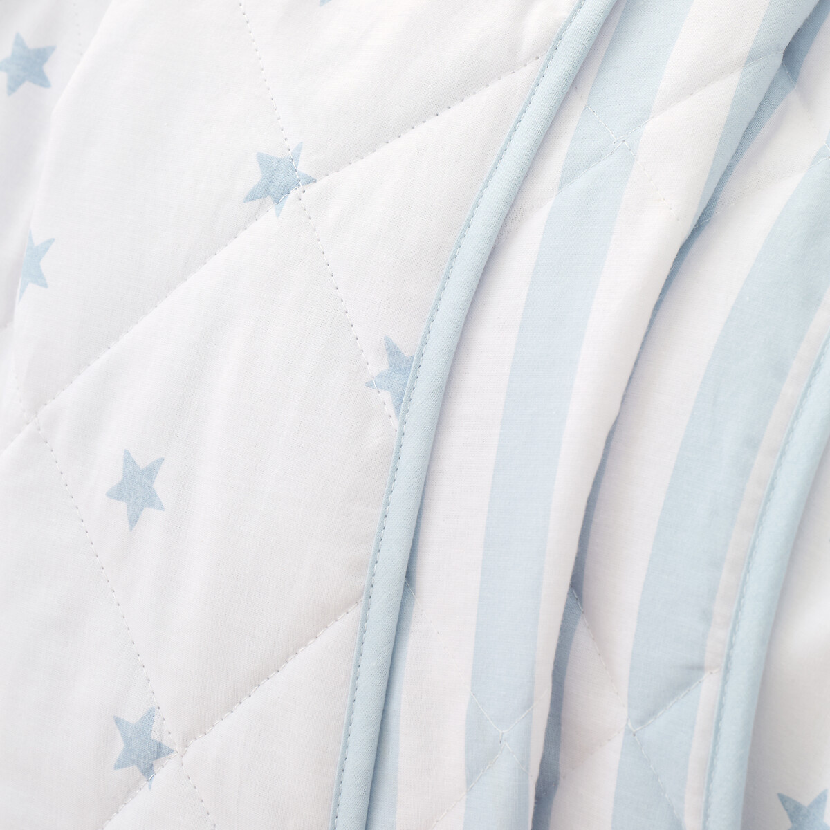 Mini Star & Stripes Cotton Reversible Bedspread blue, BIANCA FINE LINENS