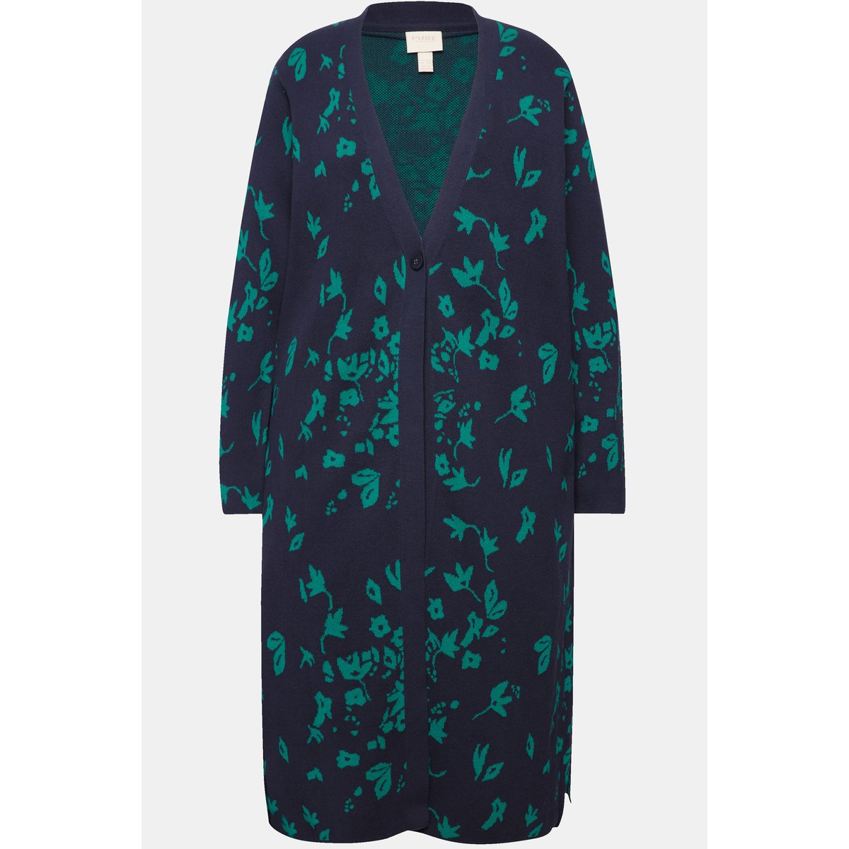 Cardigan long en coton bio, encolure en V marine, ULLA POPKEN