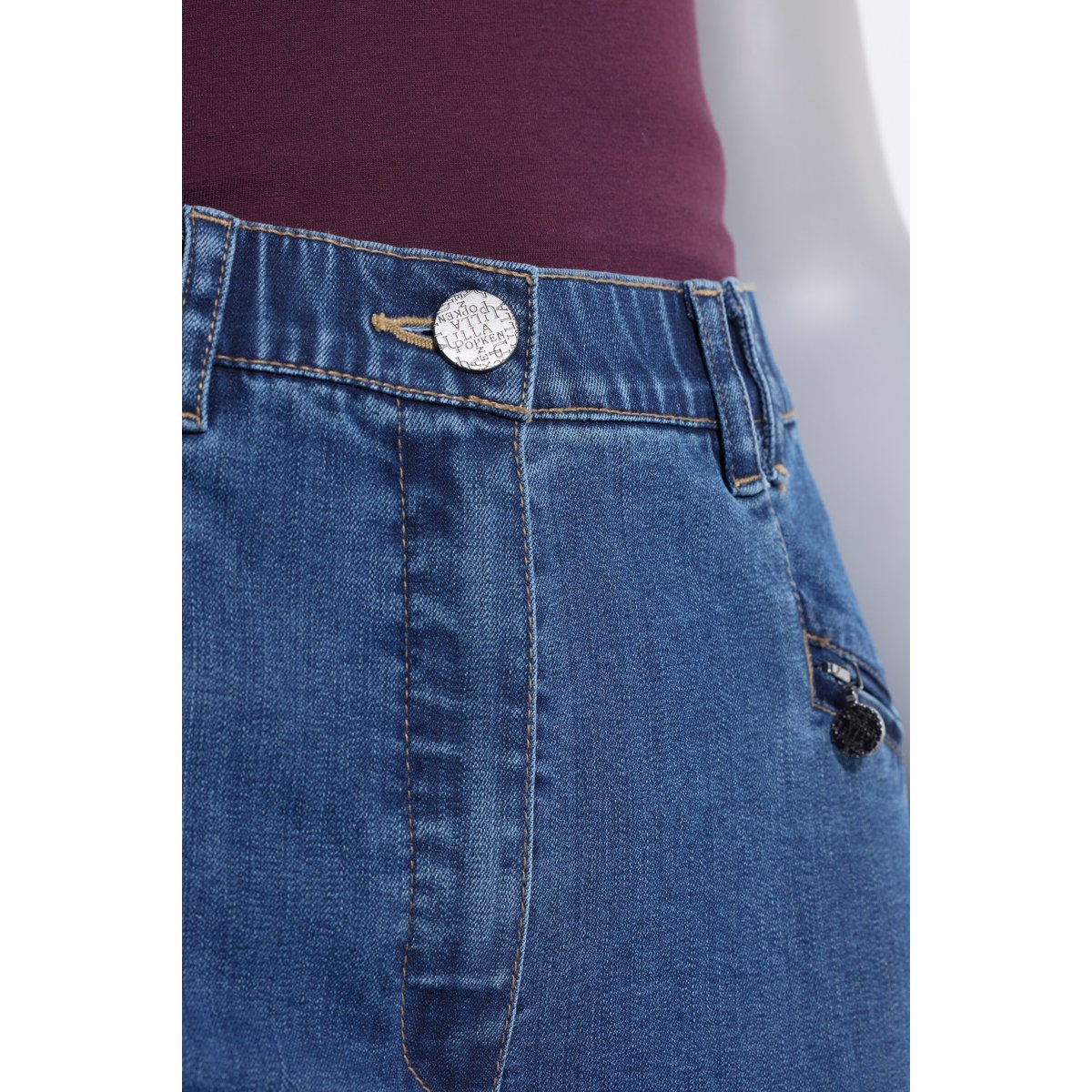 Jean Mony jambe large, poches zippées bleu jean, ULLA POPKEN