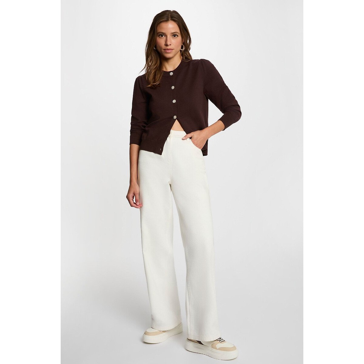 Knitted Buttoned Cardigan chocolate, MORGAN