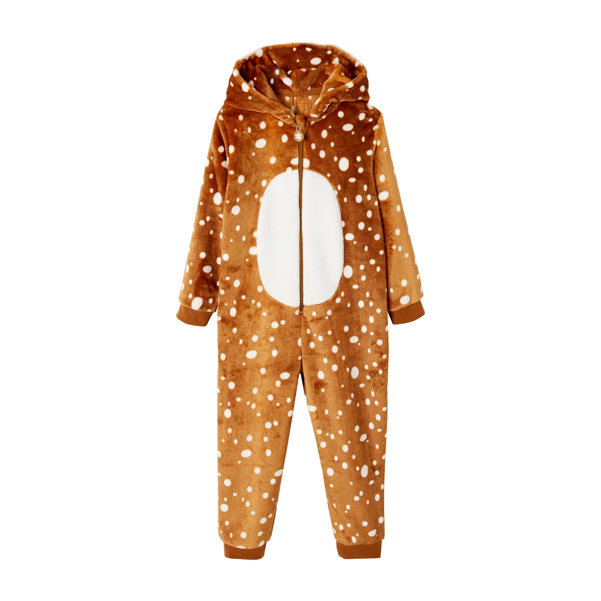 Surpyjama "Renne de Noël" effet peluche marron imprimé, VERTBAUDET