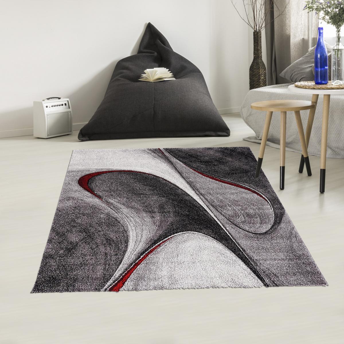 Tapis carré motif géométrique MADILA C rouge, UN AMOUR DE TAPIS