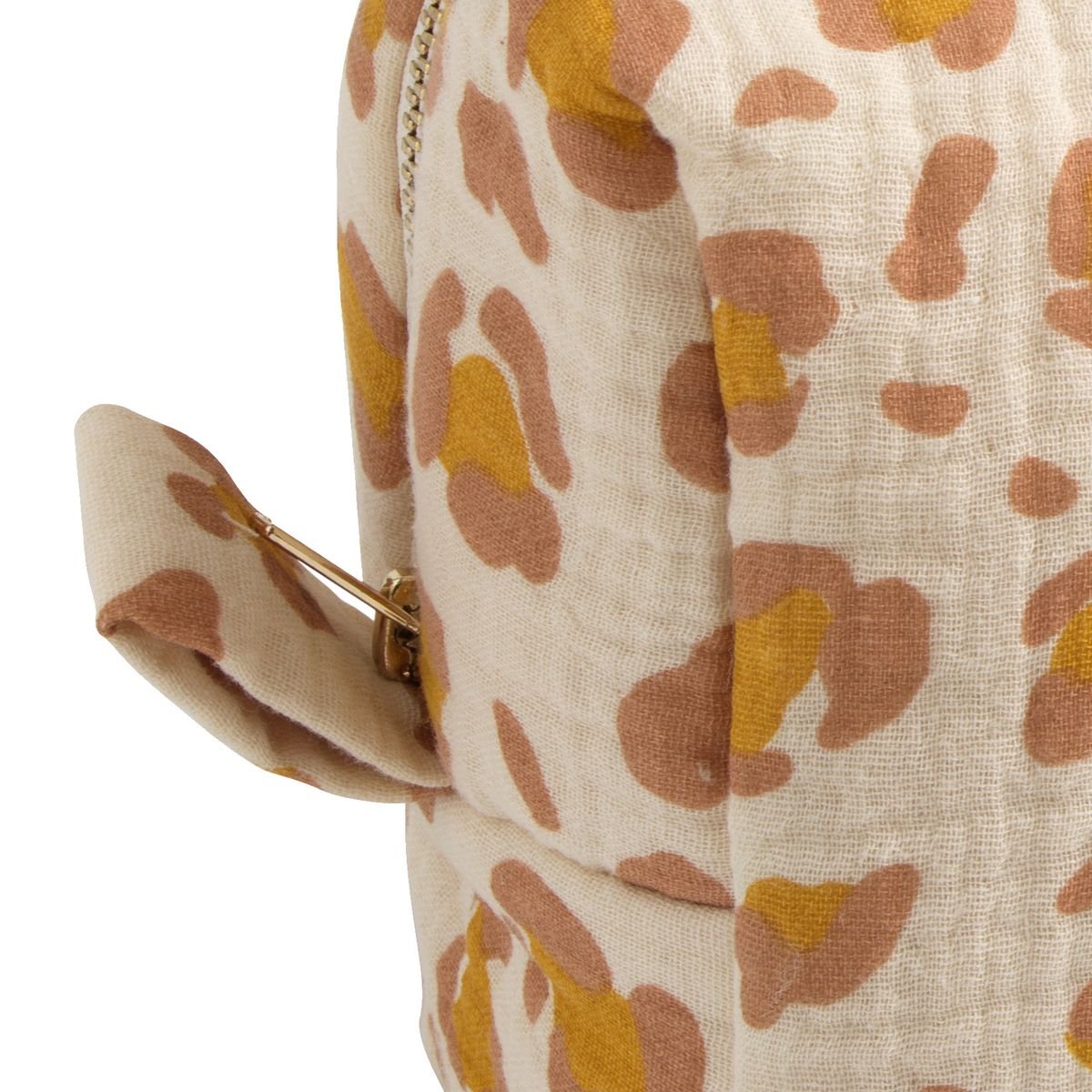 Trousse de toilette en gaze de coton imprimé léopard ecru/rose, SAUTHON