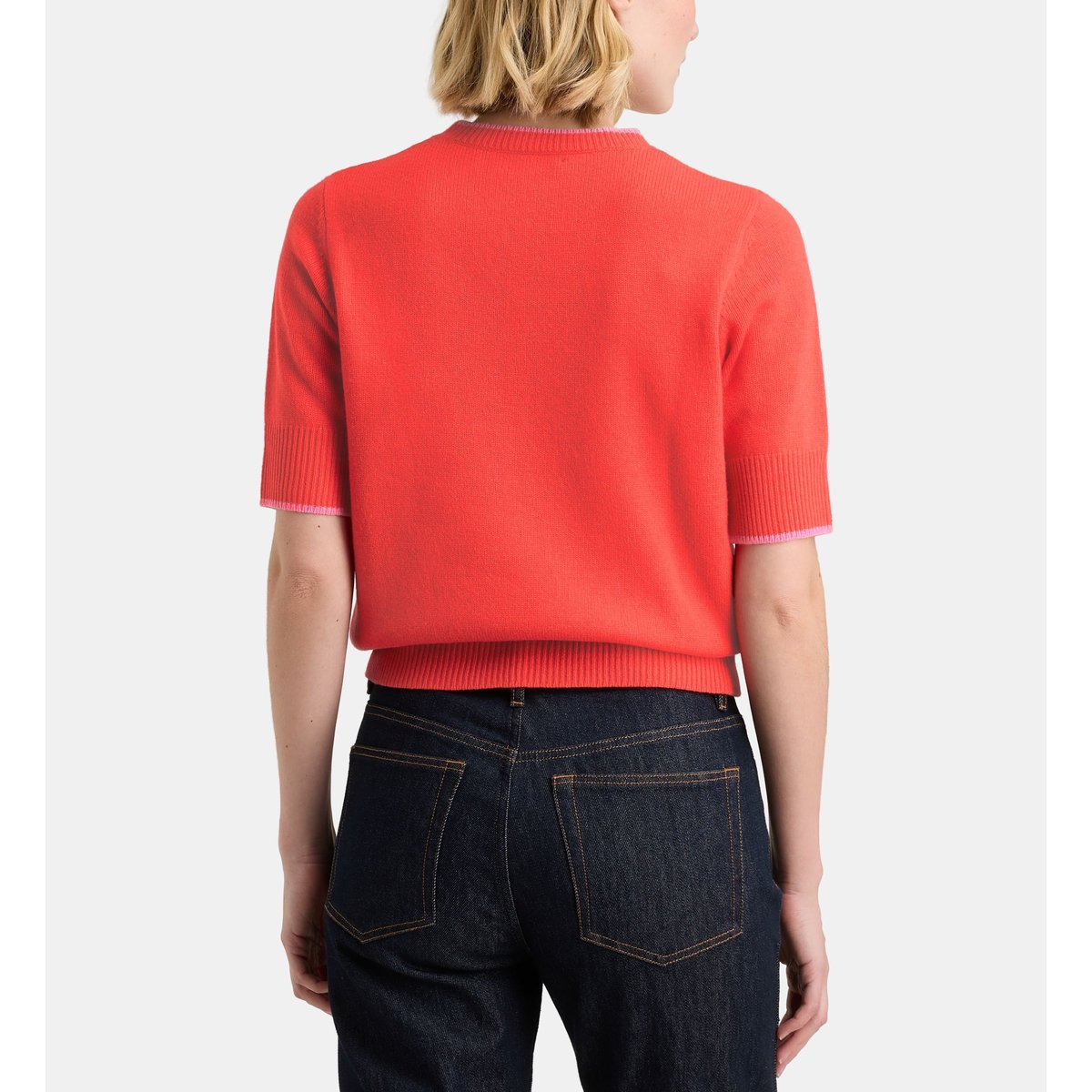 Pull eddie à manches courtes rouge fluo, GALERIES LAFAYETTE