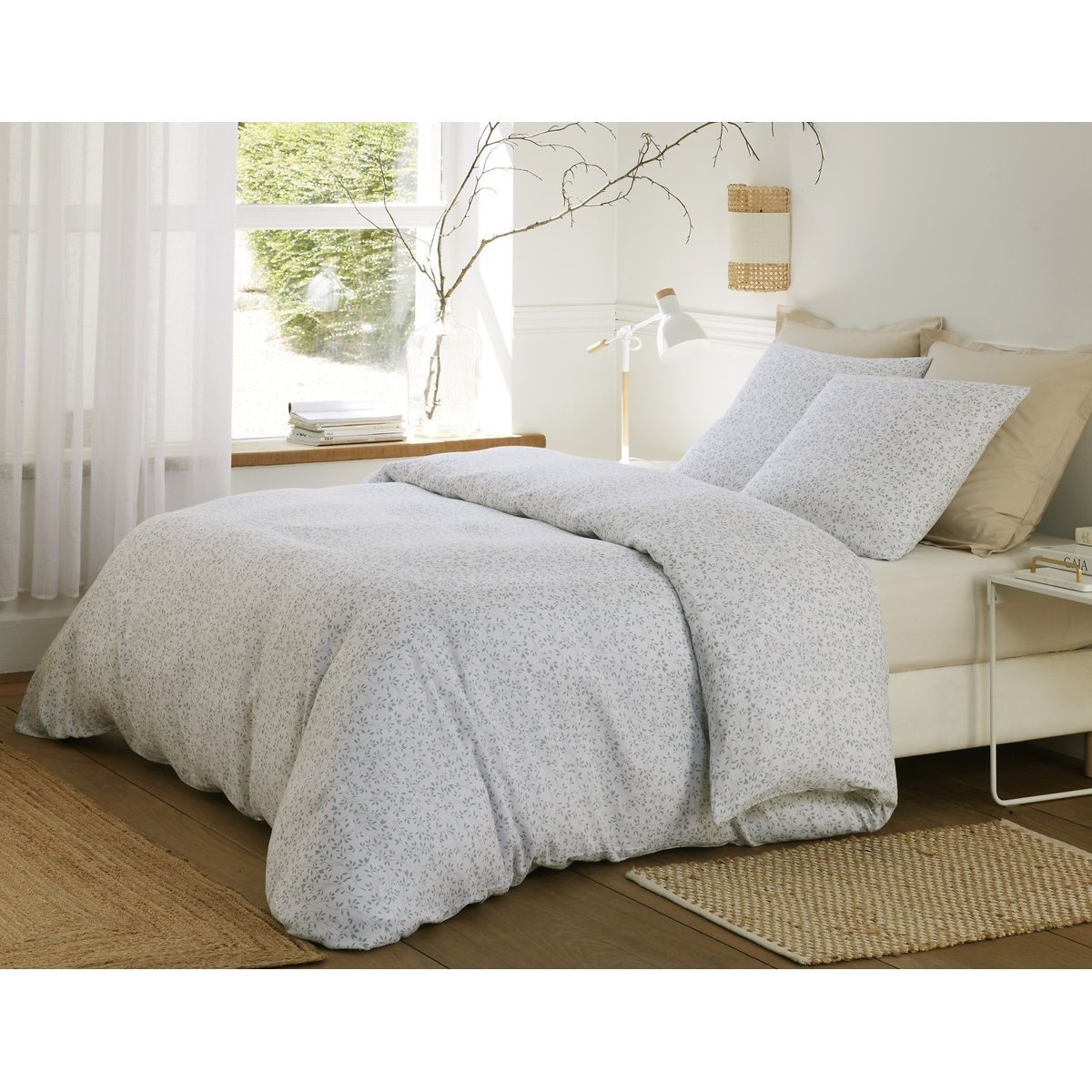 Housse de couette + taies gaze de coton Murmure blanc, EDEN