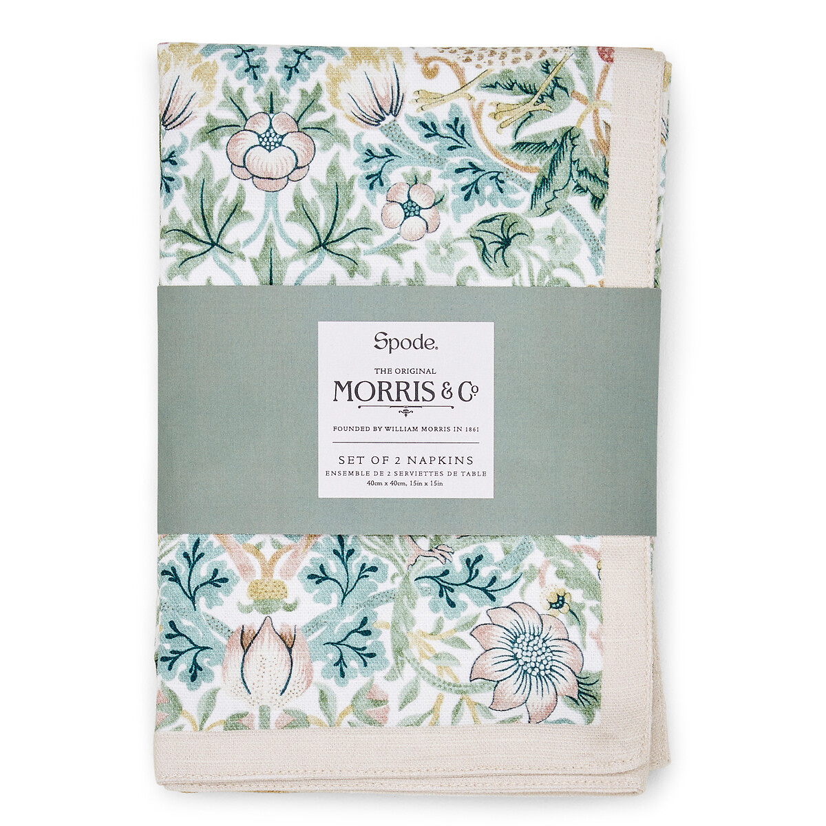 Set of 2 Morris & Co. Strawberry Thief Napkins multi-coloured, MORRIS & CO.