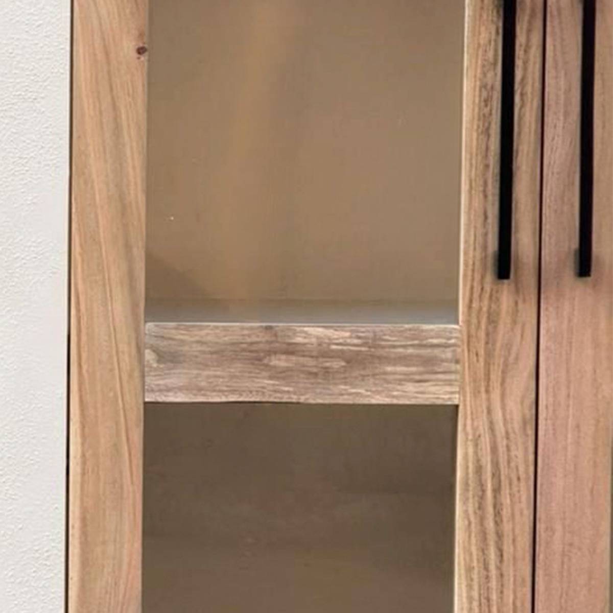 Vitrine en bois effet béton et bois d'acacia DALVA blanc, MADE IN MEUBLES