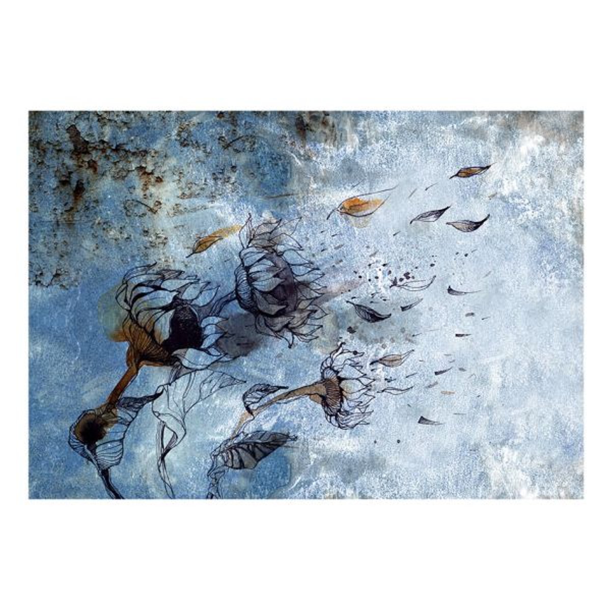 Papier peint intissé panoramique Fleurs In the arms of the wind beige, EDEN