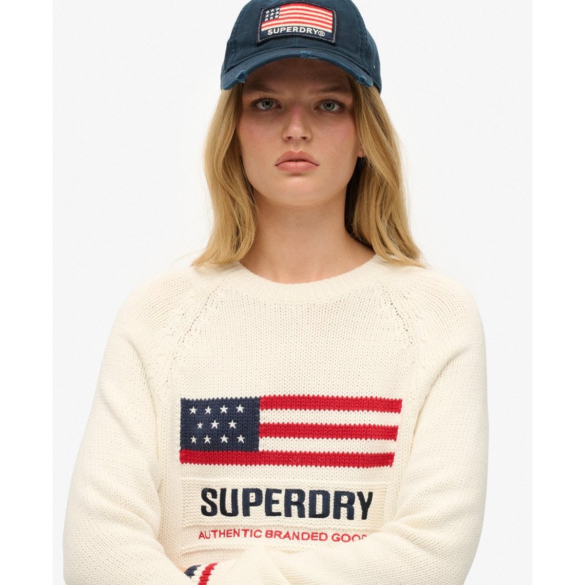 Pull ras du cou Americana écru, SUPERDRY
