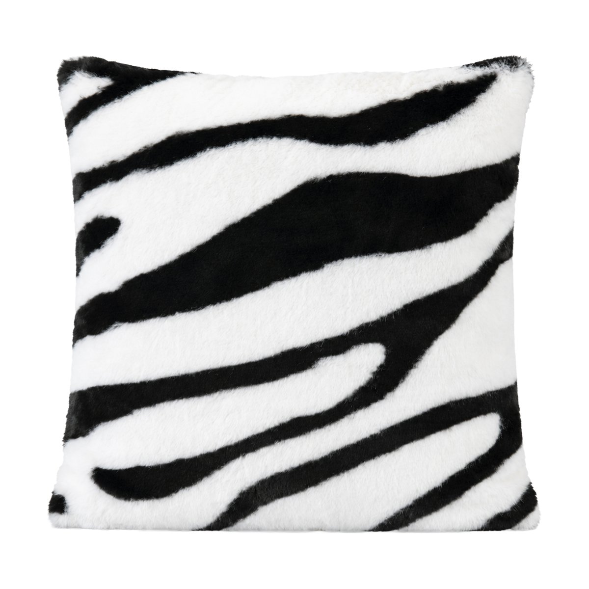 Coussin garni à motif zèbre avec dos en velours - QABANE noir, HOME MAISON