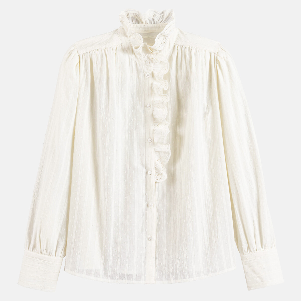 Chemise à col victorien brodé et ajouré, Signature CHARLÈNE ecru, LA REDOUTE COLLECTIONS