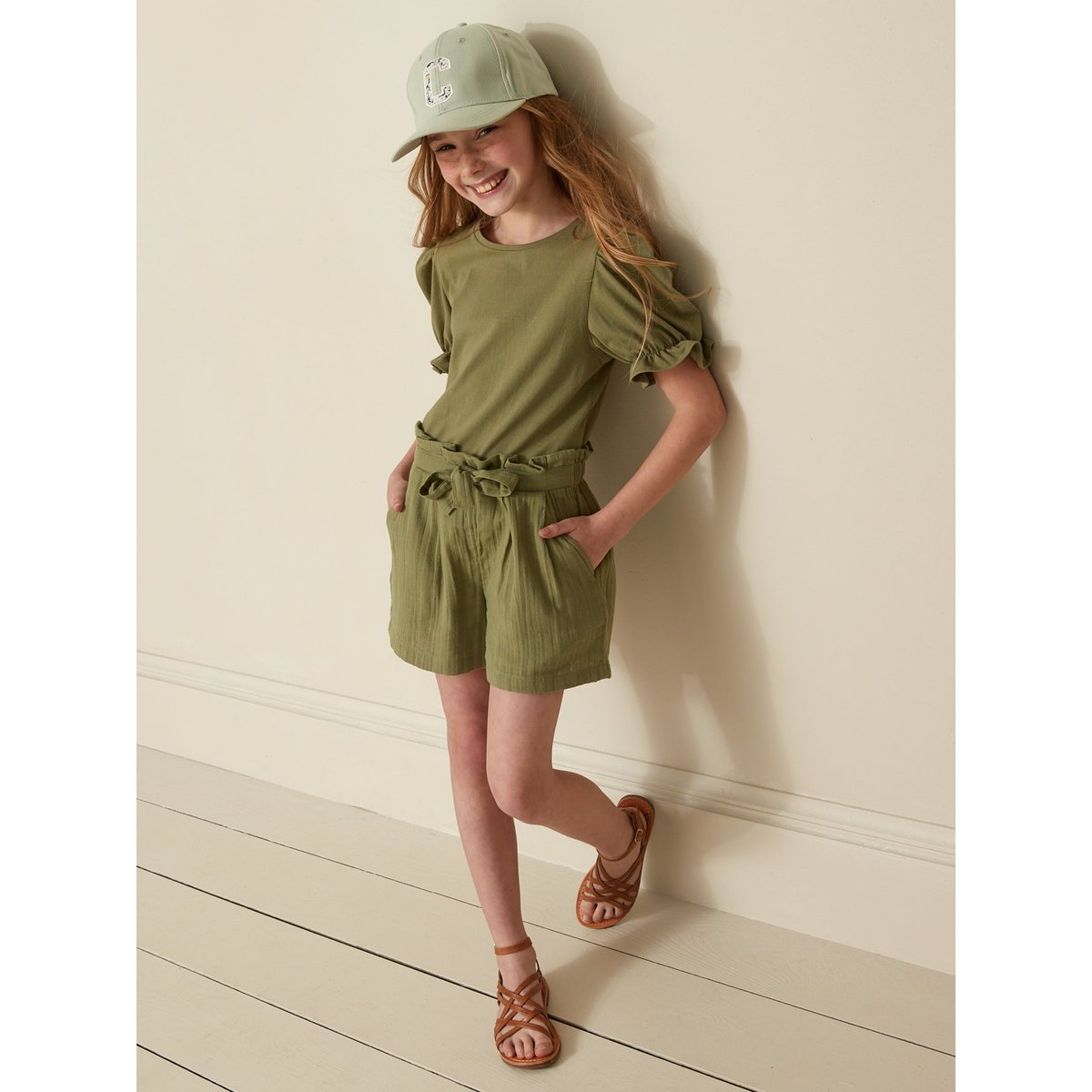 Short en gaze de coton biologique vert mousse, CYRILLUS