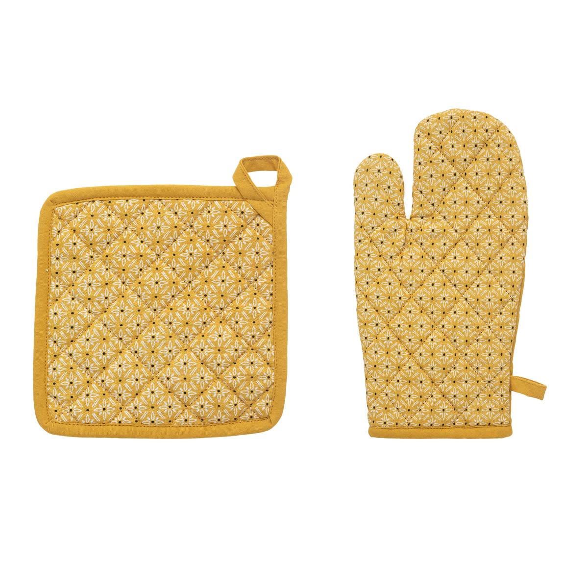 Ensemble gant et manique imprimés PATY ocre, ATMOSPHERA