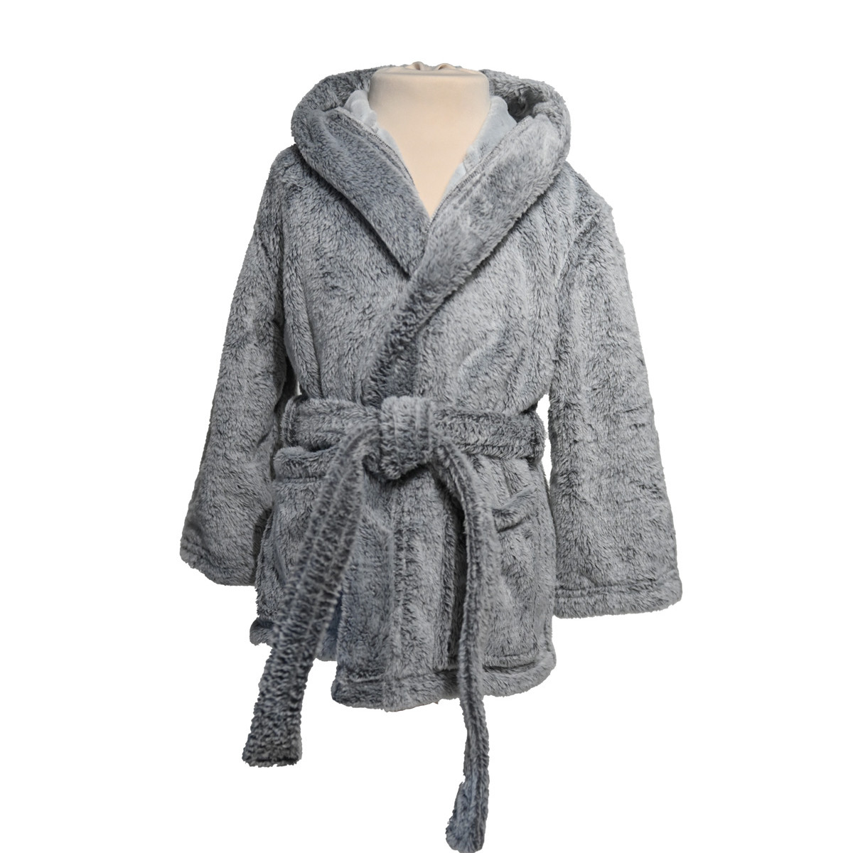 Peignoir polaire enfant doux & chaud MINOU MIAOU anthracite, SENSEI MAISON