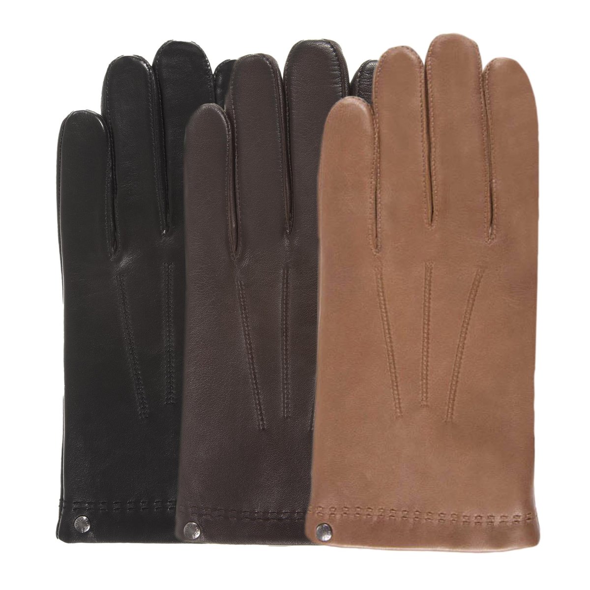 Gants en cuir d'agneau pleine fleur, doublés cachemire et soie beige caramel, ISOTONER