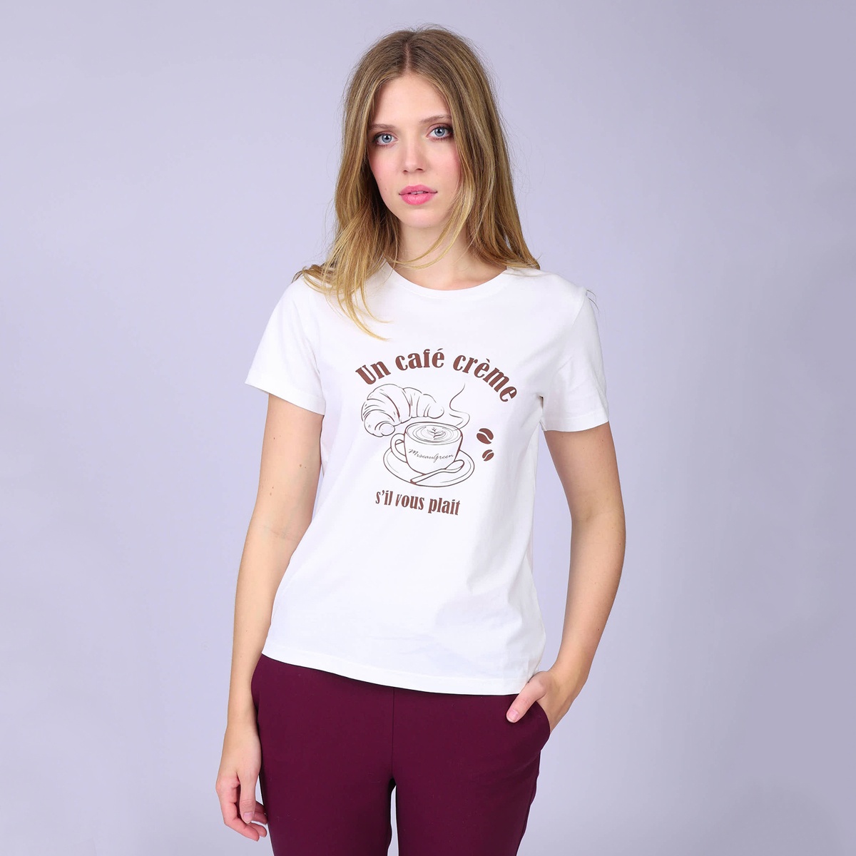 T-shirt café crème blanc casse, MISE AU GREEN