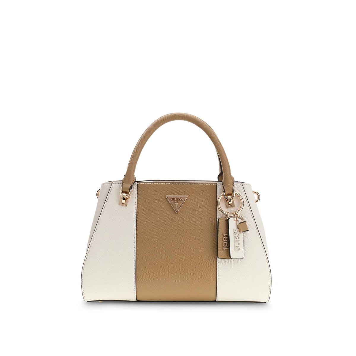 Sac À Main Noelle Saffiano beige, GUESS