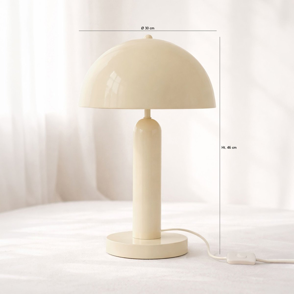 Lampe à poser en métal H46 cm, KYRA crème, NOW'S HOME