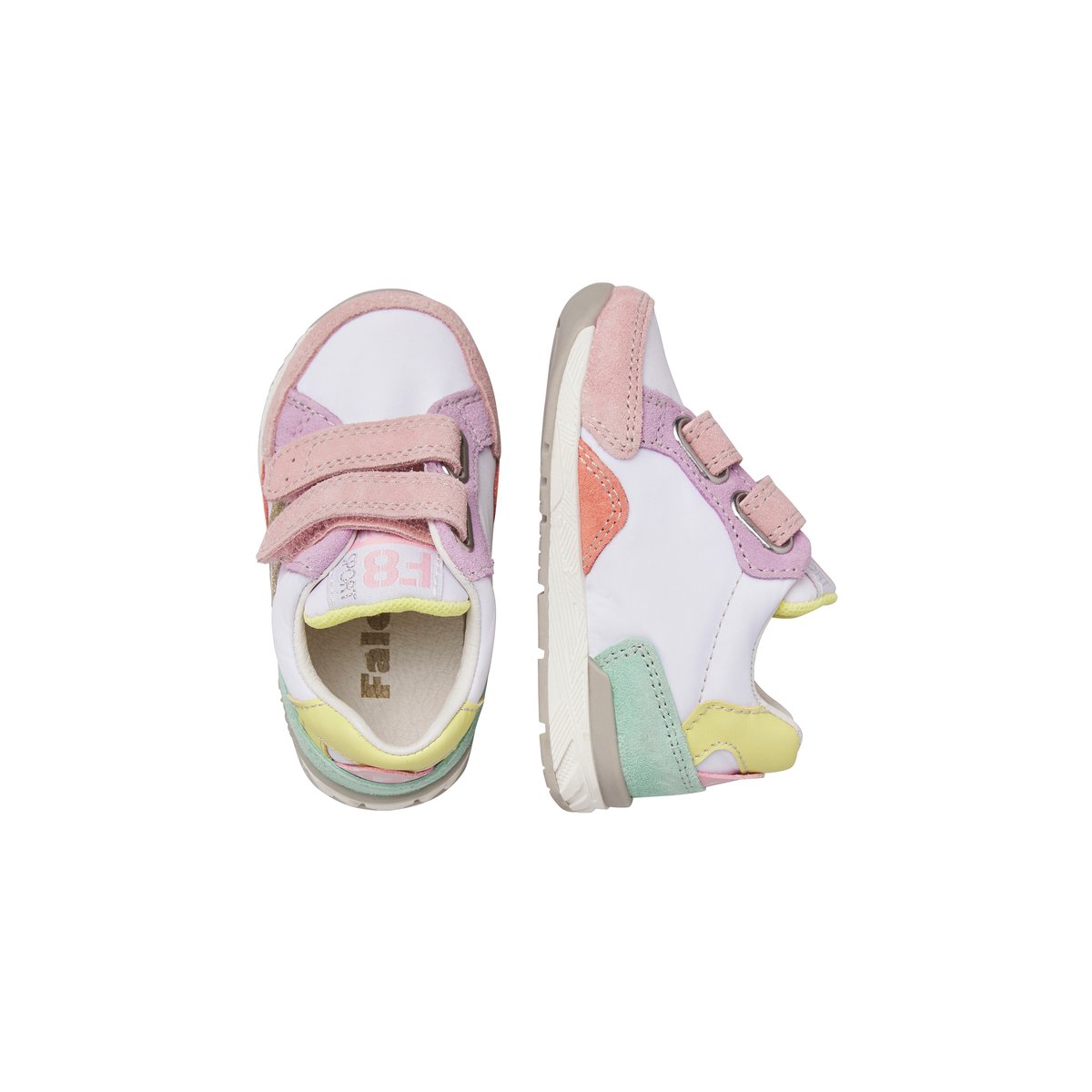 Sneakers en cuir et tissu NAERIS VL. rose-blanc, FALCOTTO