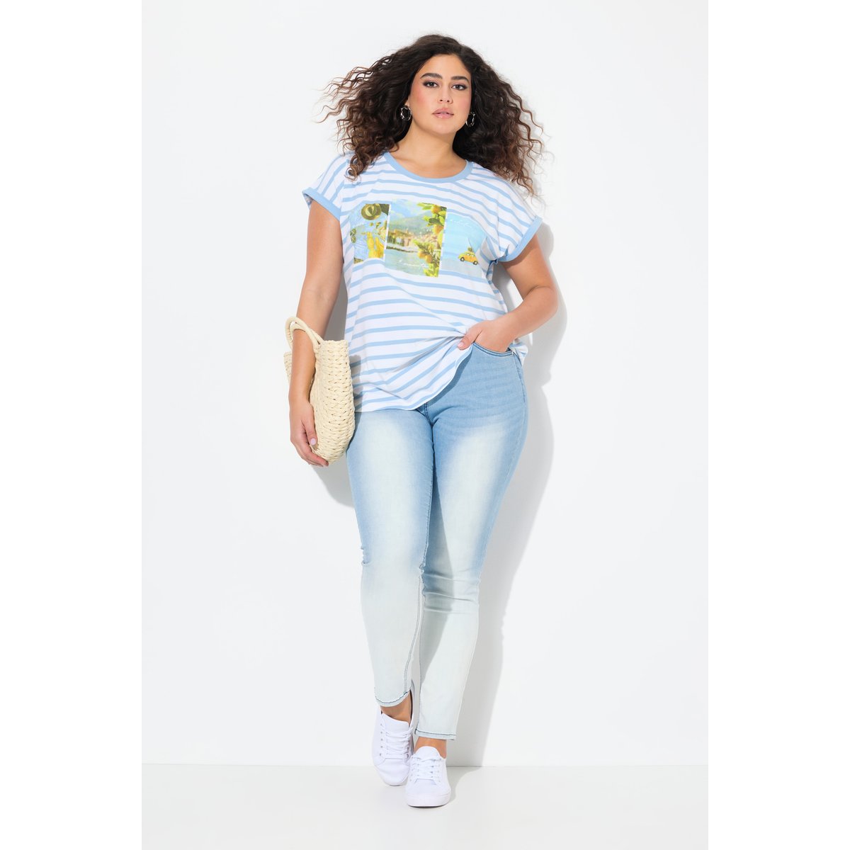 Jean Sarah en denim stretch. Jambe étroite. bleu clair, ULLA POPKEN