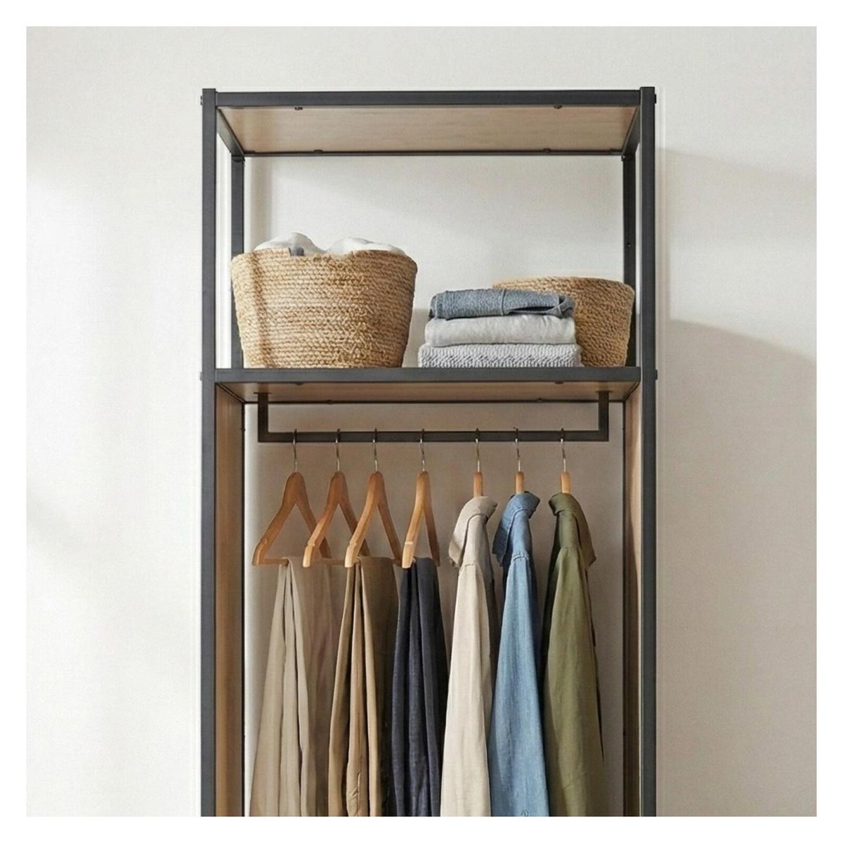 Portant vêtements en bois et métal gris OSLO gris anthracite, MOB IN