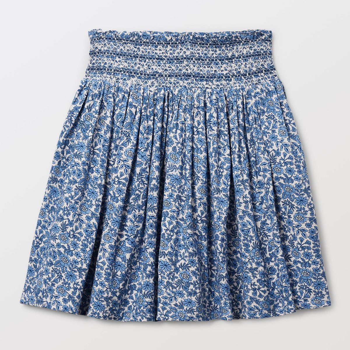 Jupe à imprimé fleuri taille smockée en viscose finistere, MONOPRIX