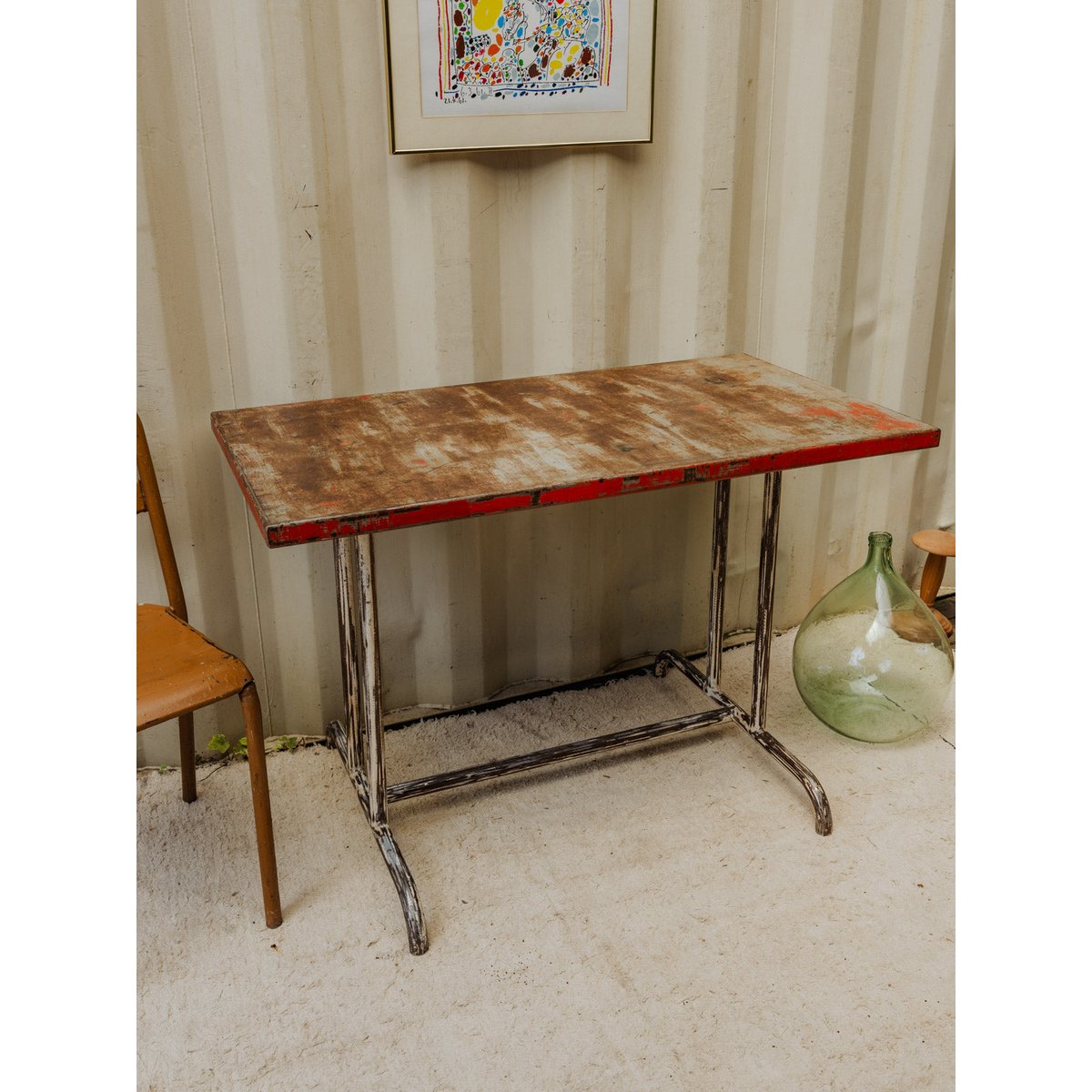 Table à manger en métal Karla N°1193 - Bon état gris, DEBONGOUT