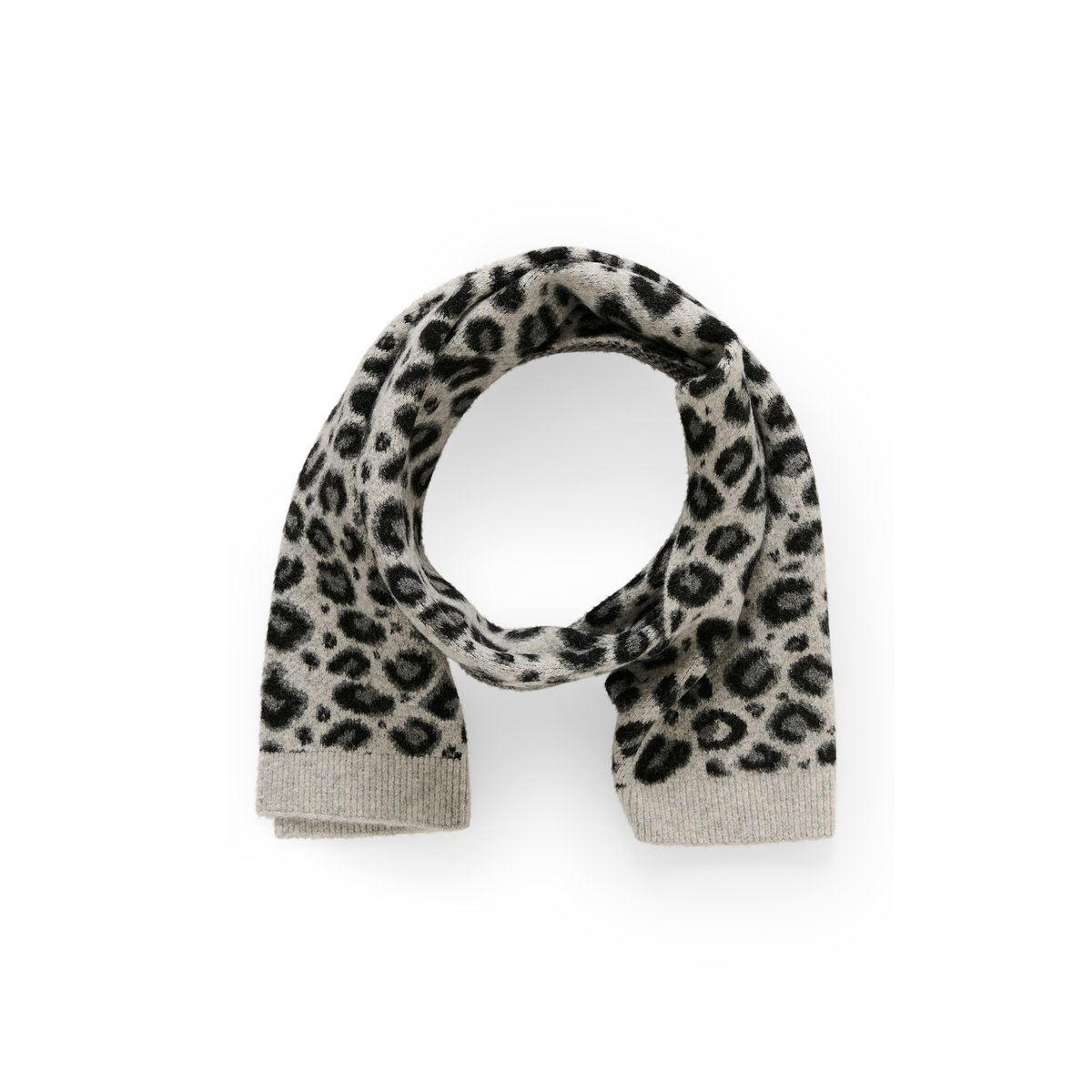 Écharpe black noir gris leo animalier, KAFFE
