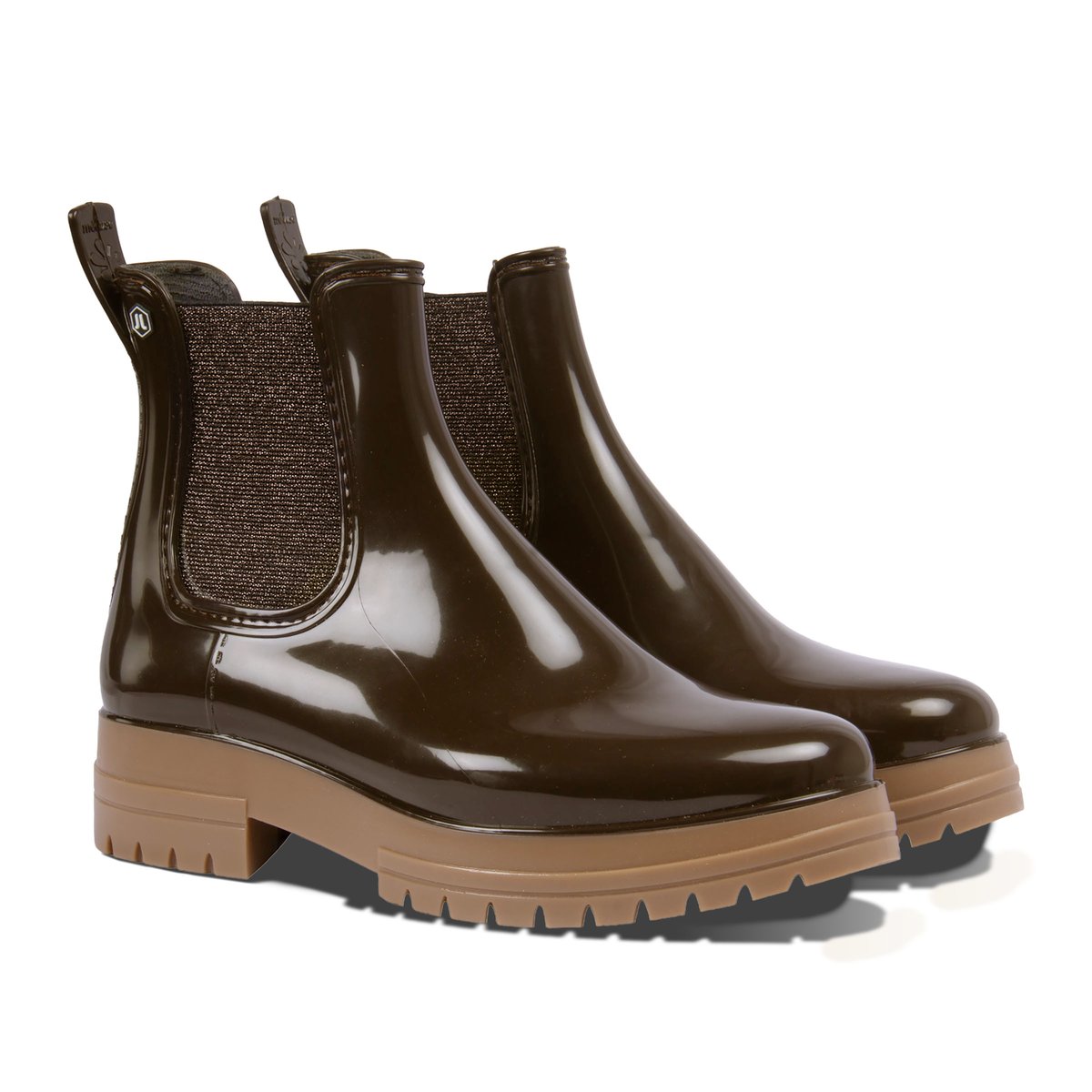 Bottines de pluie crantées marron/beige, JULES & JENN