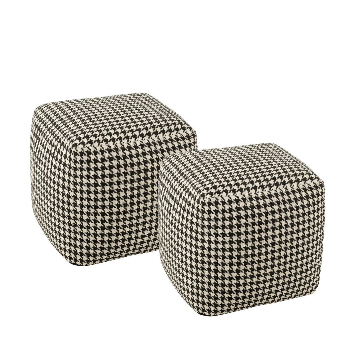 Poufs carrés en tissu pied-de-poule noir et blanc (lot de 2) - POULEA multicolore, HELLIN, DEPUIS 1862