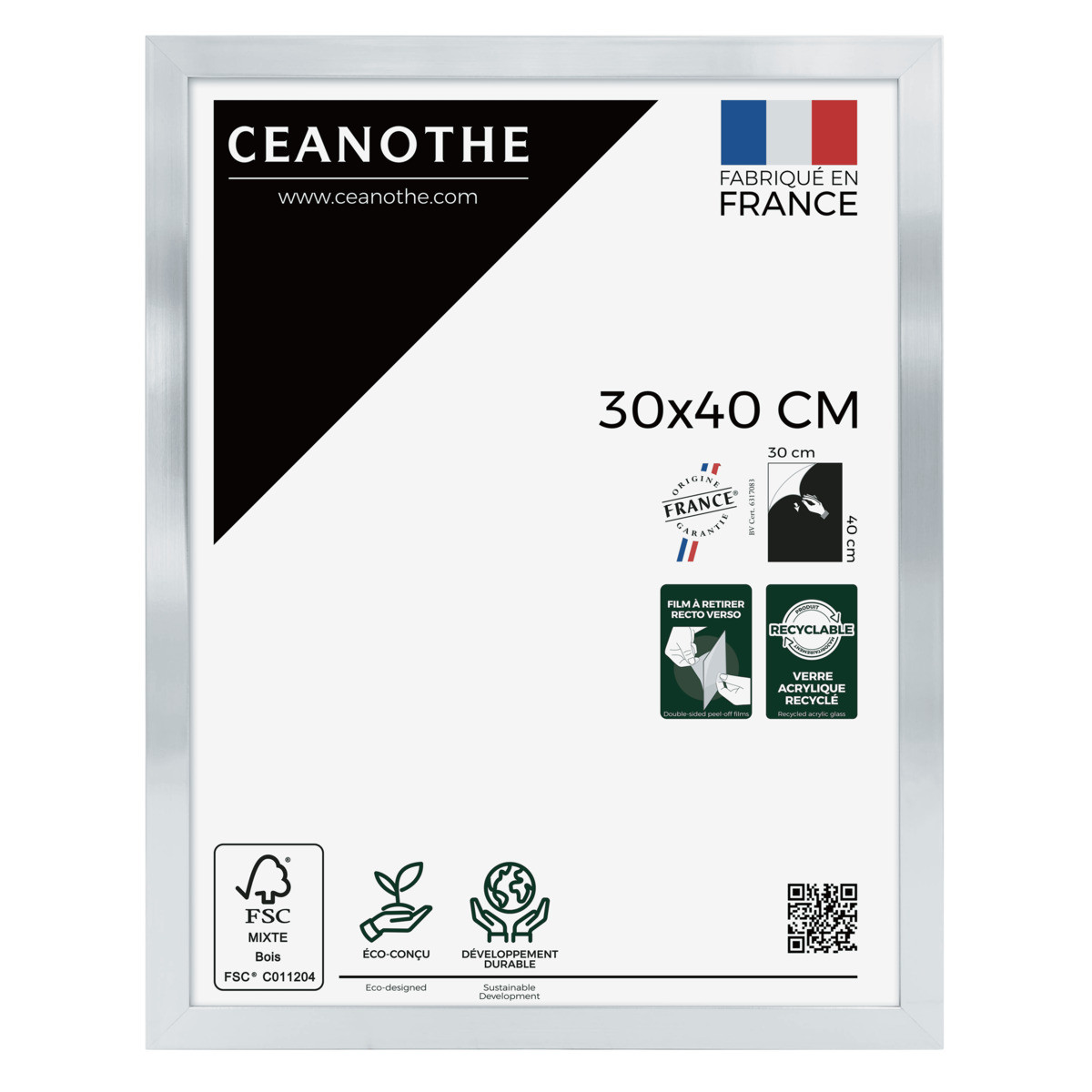 Cadre Photo En Résine Recyclée PRECIOUS acier, CEANOTHE