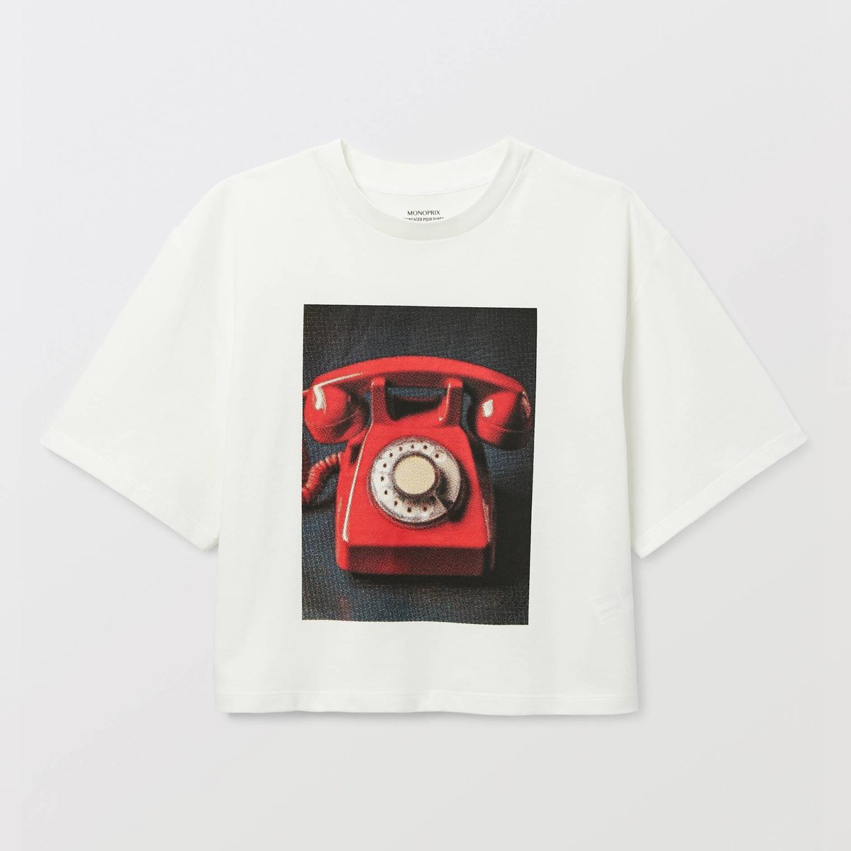 T-shirt à manches courtes imprimé au dos en coton BIO ecru, MONOPRIX