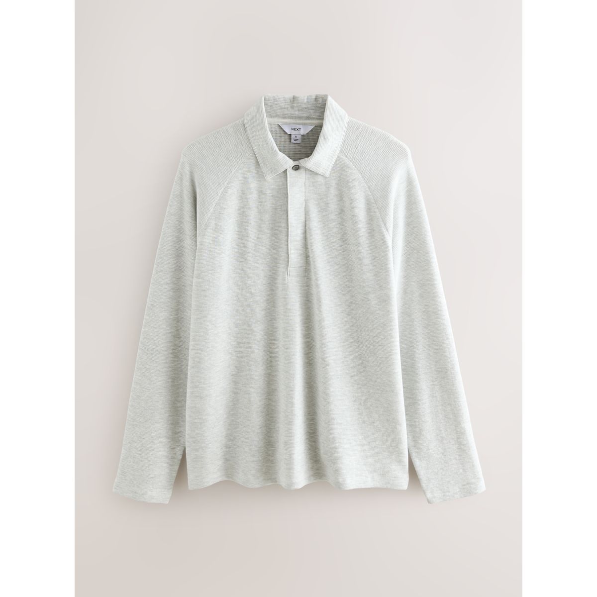 Polo à manches longues et texture gaufrée gris clair, NEXT