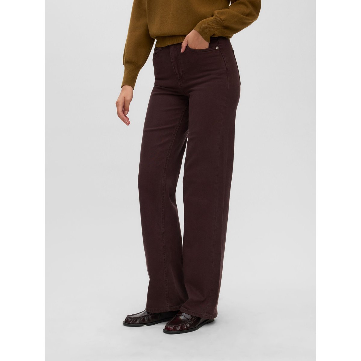 Jean À Coupe Large marron - chocolate torte, VERO MODA