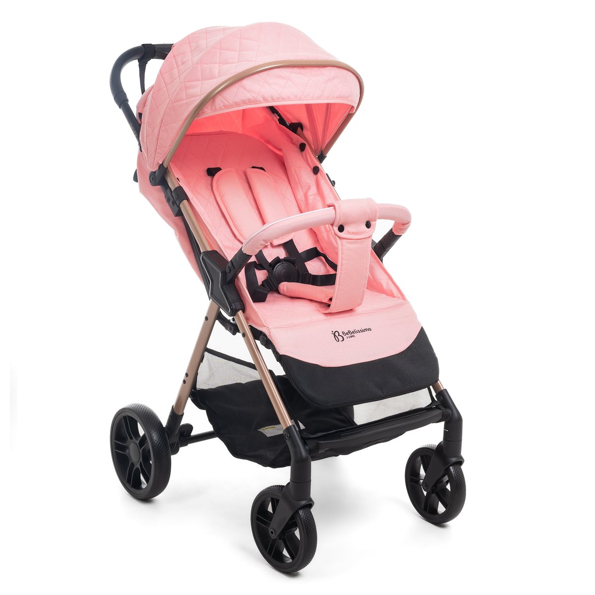Poussette Bébé Canne Ultra Compacte – Légère – Pliage à Une Main – Noix - rose couleur unique, BEBELISSIMO J'AIME
