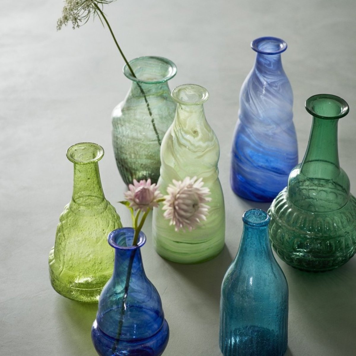 Vase verre recyclé bleu, MADAM STOLTZ