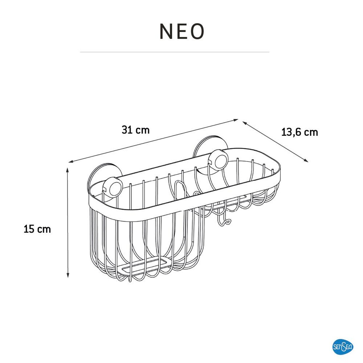 Organisateur de douche en acier, NEO chromé, SENSEA