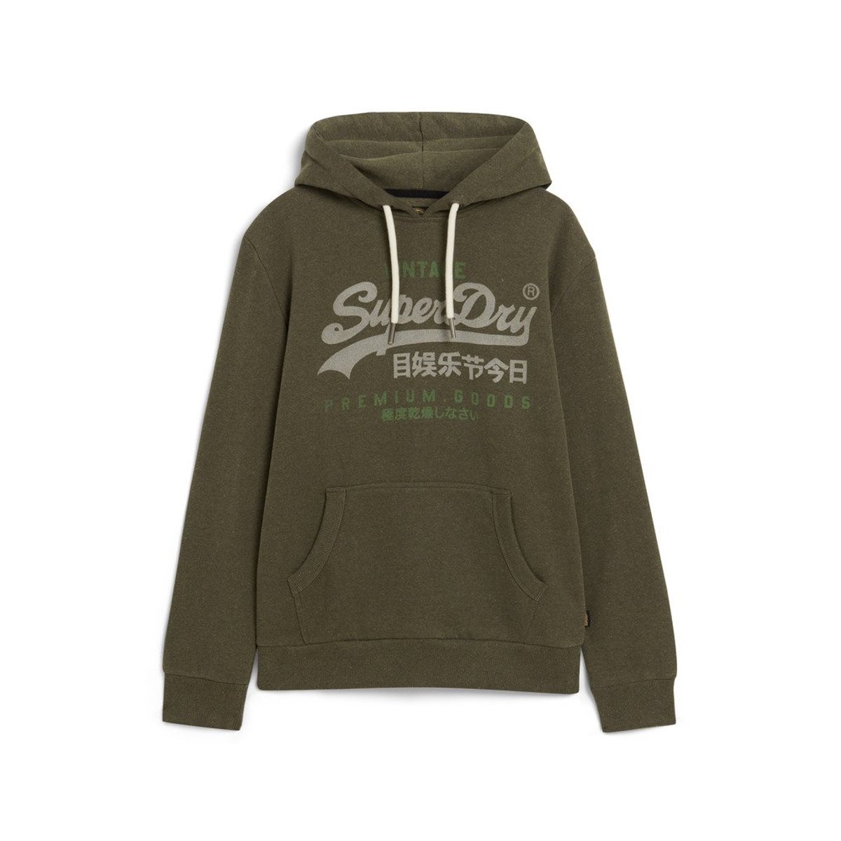 Sweat à capuche classique Vintage Logo Heritage kaki chiné, SUPERDRY