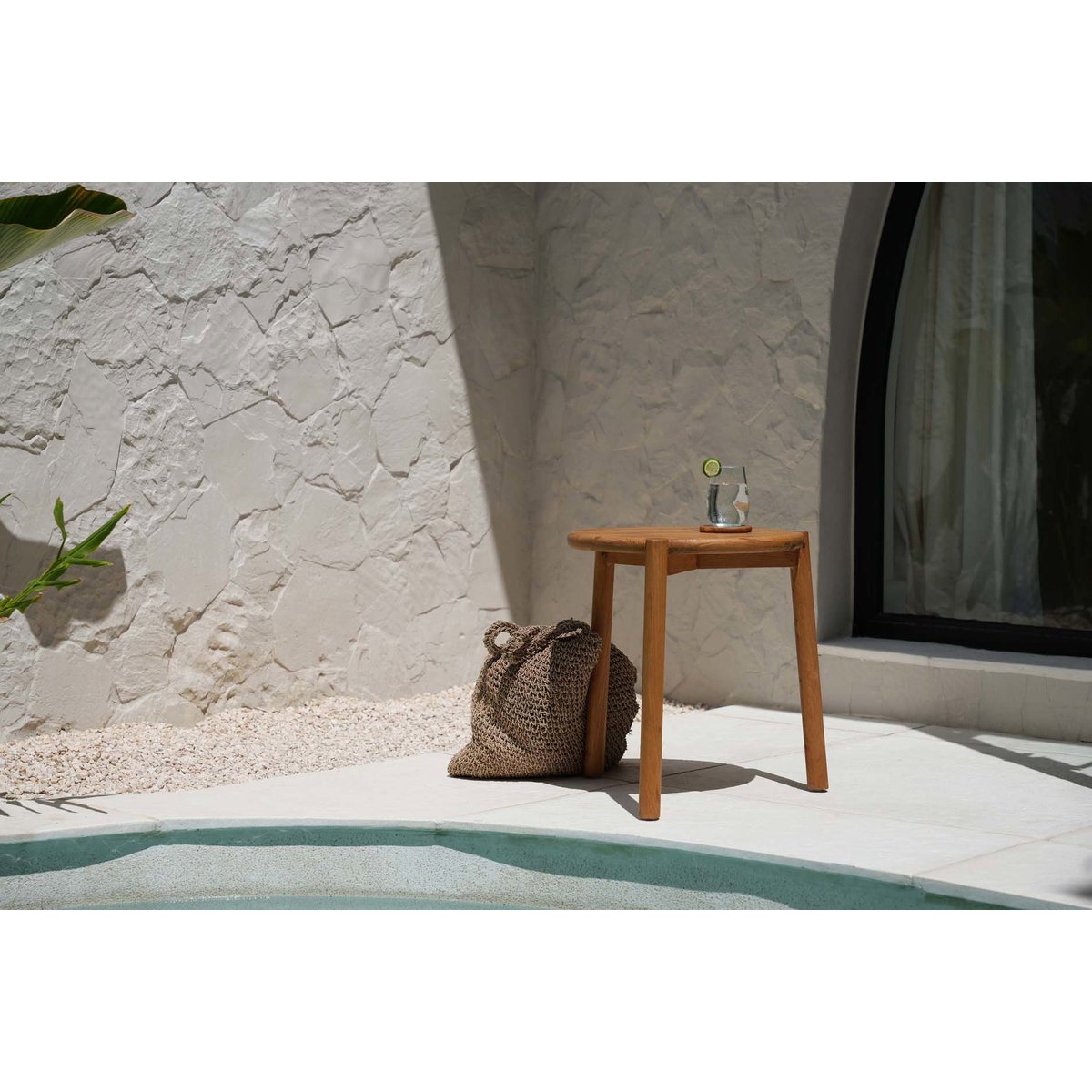 Table d’appoint en teck GILIMANUK beige, BAZAR BIZAR