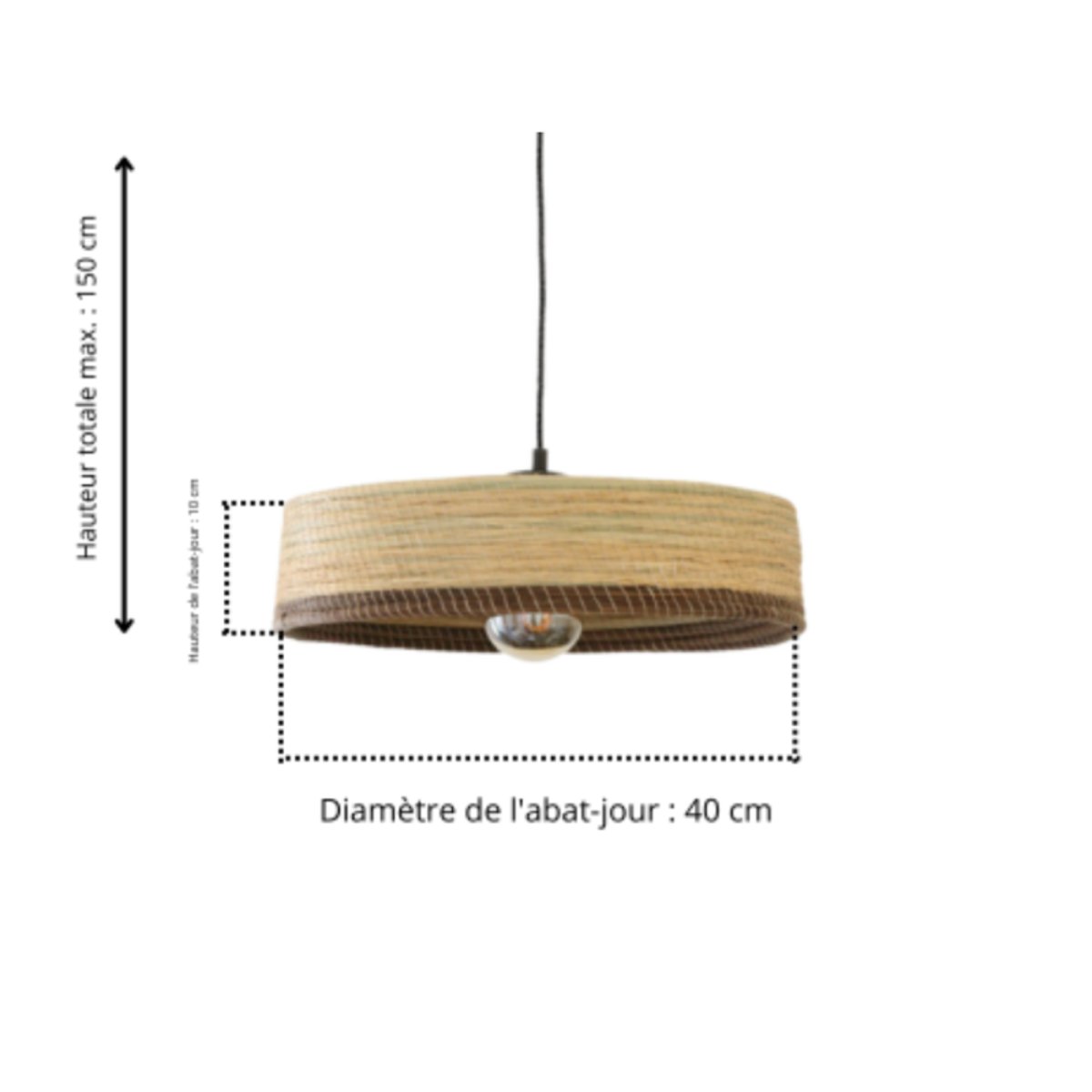 Suspension Alfa Tressé Naturel Et Bord Marron Hayara écru, MILLUMINE