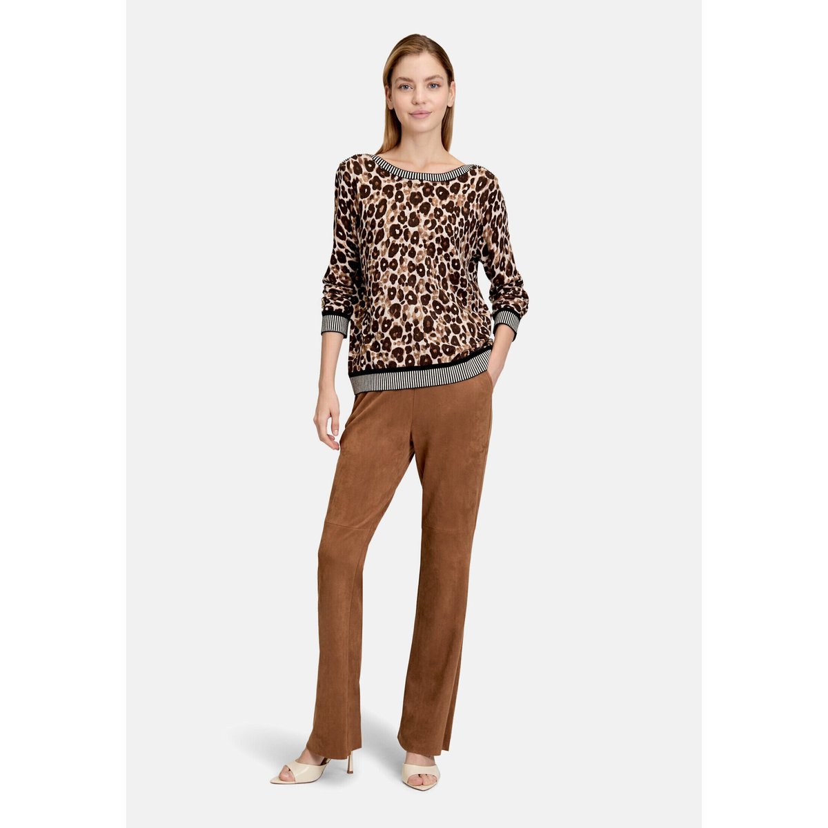 Pull-over en maille à imprimé animalier taupe/beige, BETTY BARCLAY