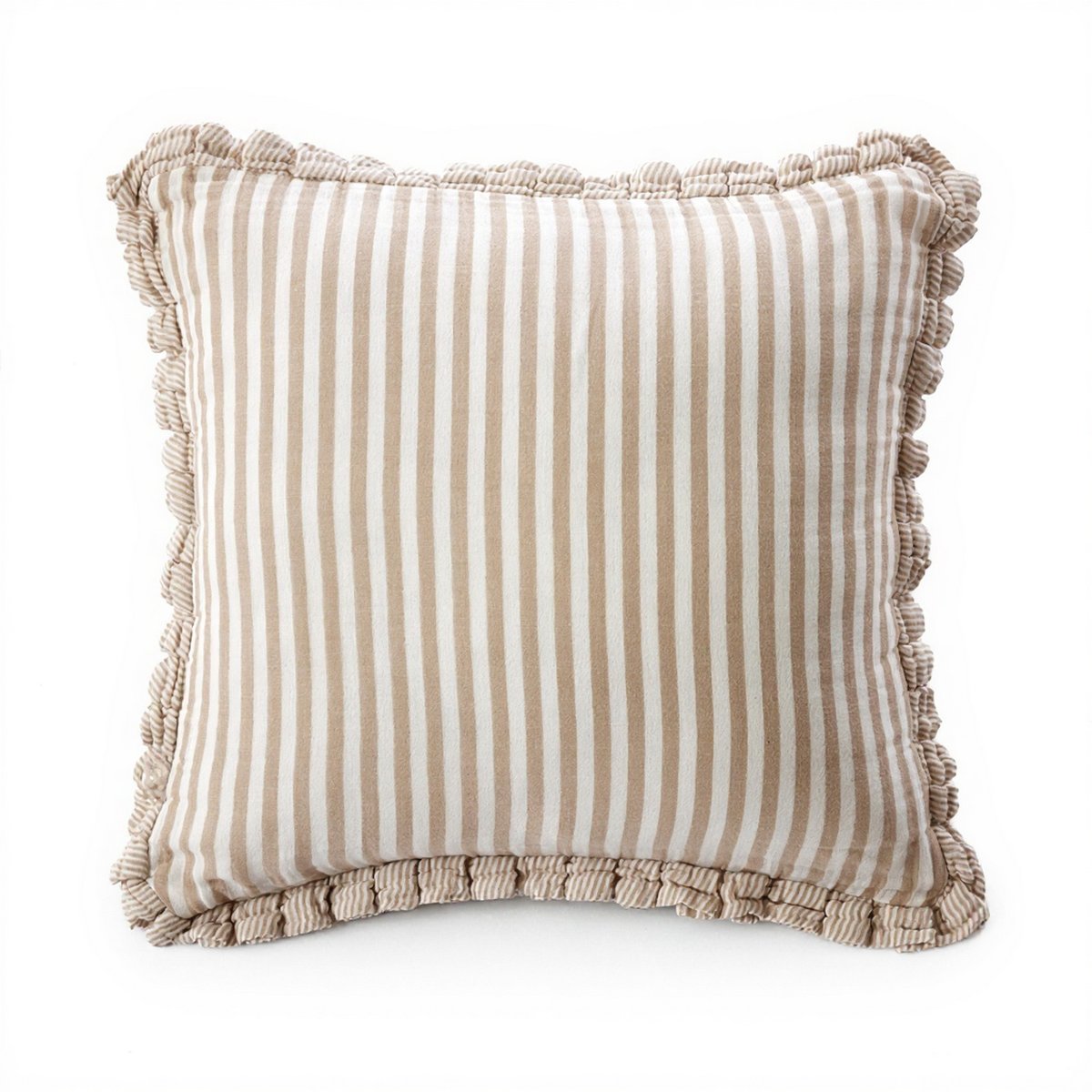 Coussin carré déhoussable 45x45 cm Gaze de Coton Camélia Ficelle ficelle, EDEN