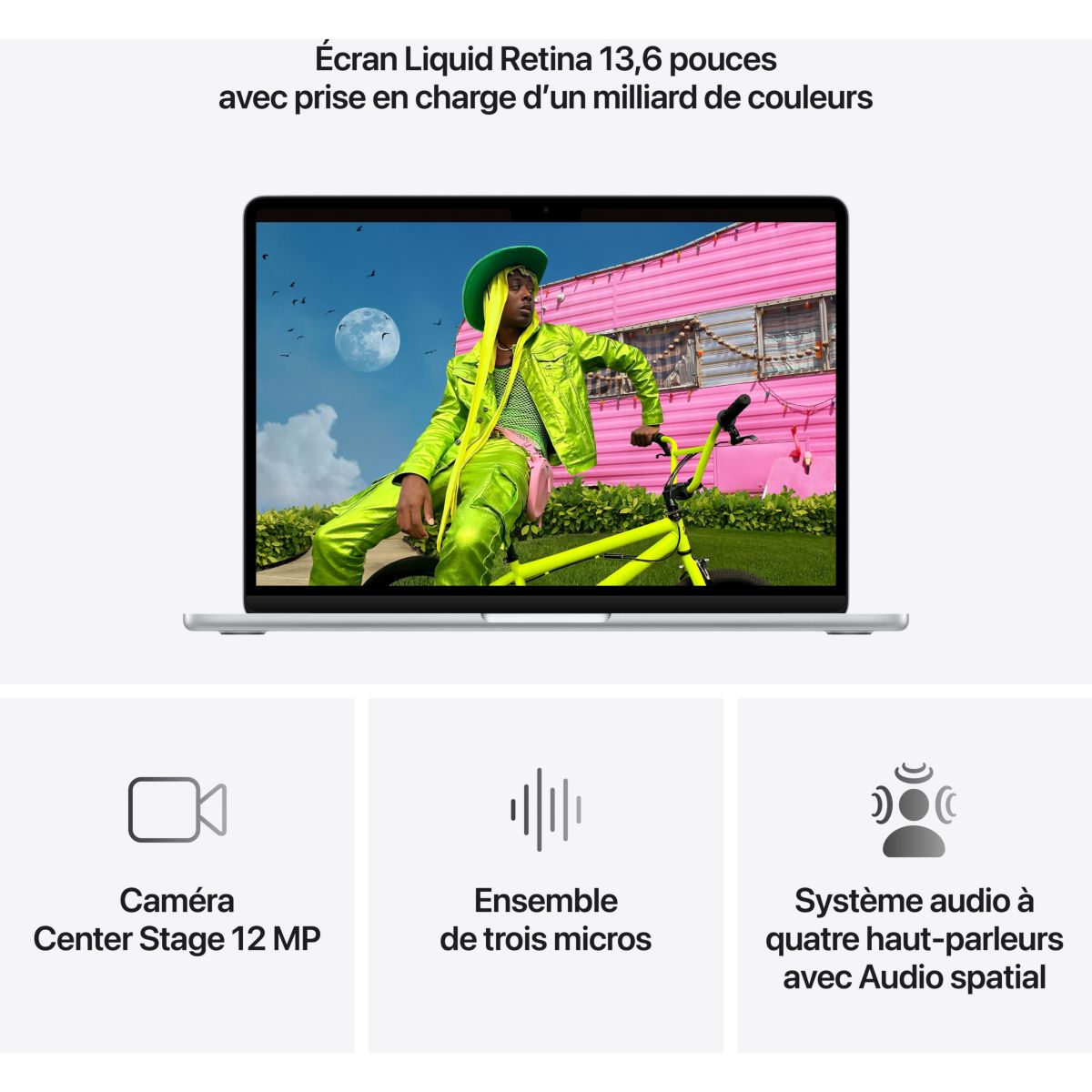 Ordinateur Apple Air 13" Puce M5 CPU 10 / GPU 10 coeurs Mémoire RAM 24Go Stockage 1To SSD Argent couleur unique, APPLE