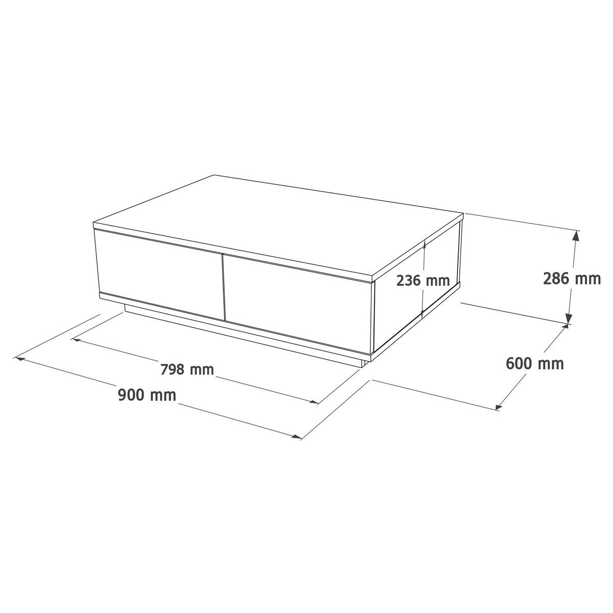Table basse rectangulaire 1 abattant blanc et pin atlantique - L90 cm bois clair, CALICOSY