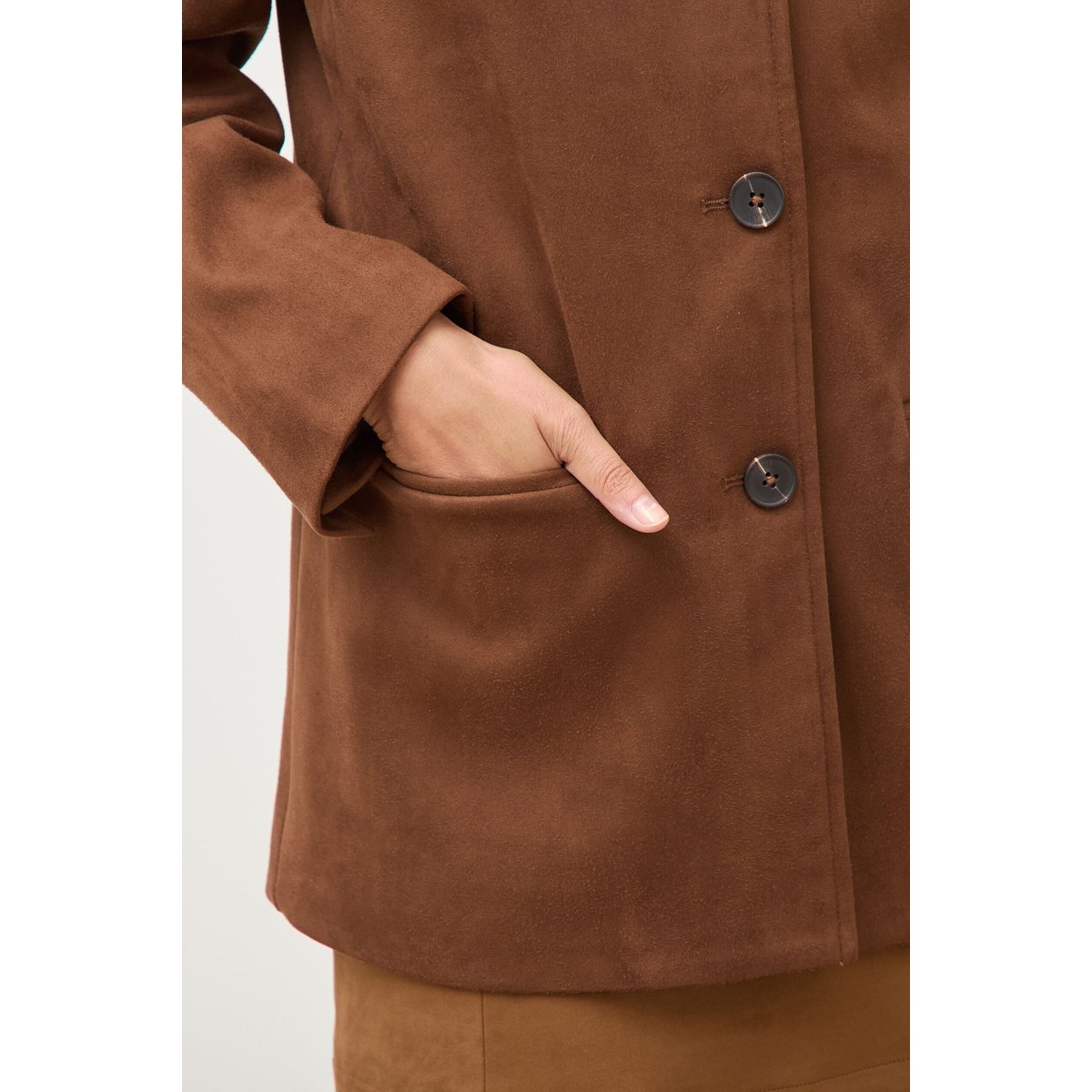 Blazer col tailleur manches longues marron foncé, BONOBO