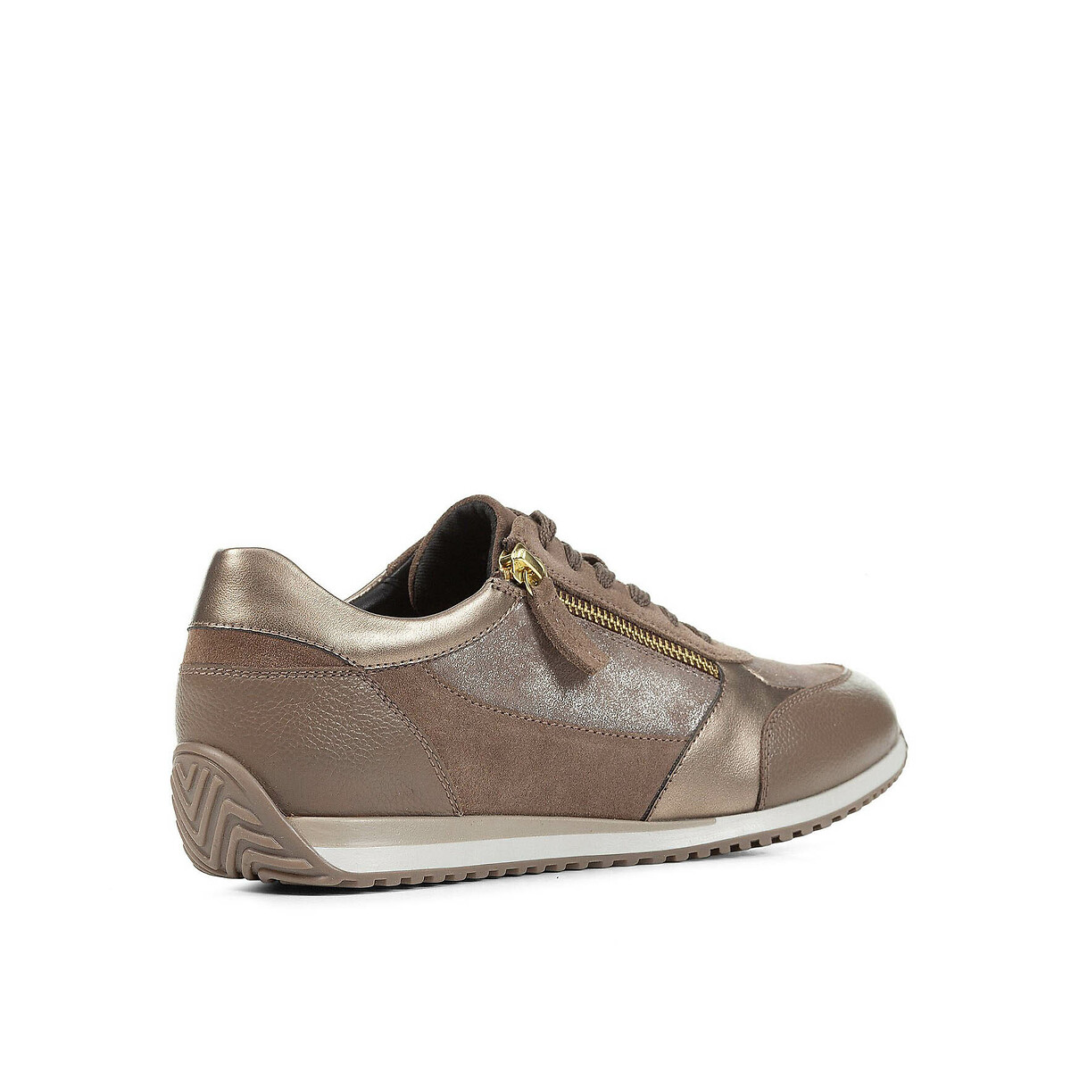 Baskets respirantes zippées et à lacets Calithe taupe, GEOX