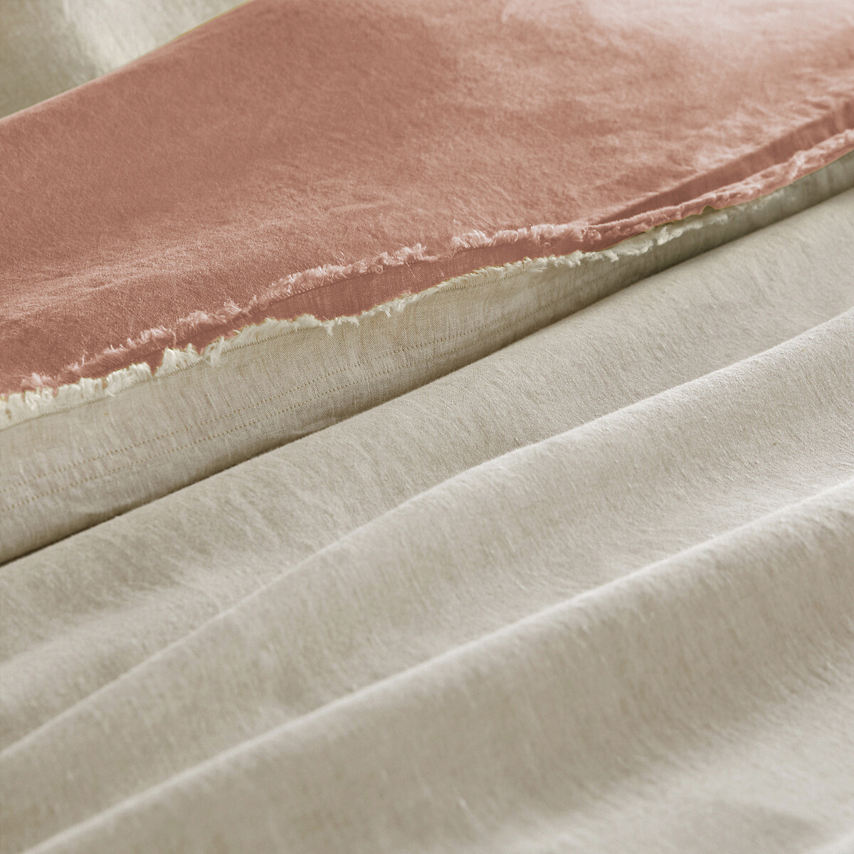 Alhanasia Washed Linen Duvet Cover with Double Fringe rosewood/natural, AM.PM