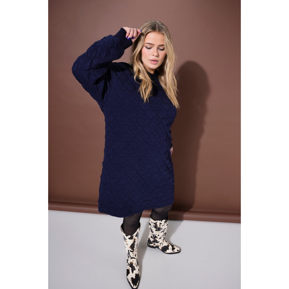 Robe mini en molleton, coupe oversize marine, STUDIO UNTOLD