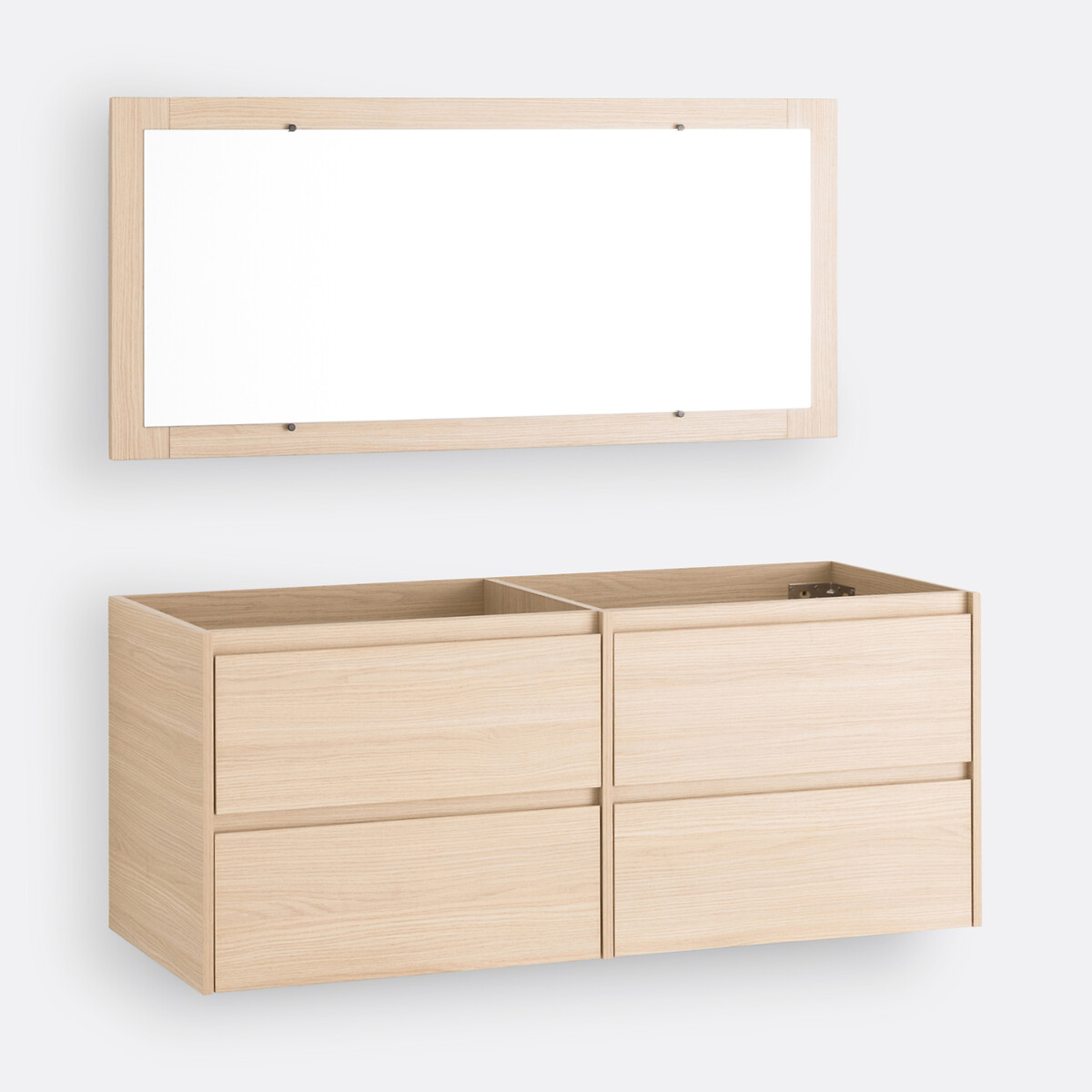 Meuble sous vasque suspendu + miroir L120cm, Nirio effet chêne clair, LA REDOUTE INTERIEURS